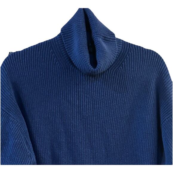 J Crew Women's Turtle Neck Blue Sz XL Relaxed Fit Cotton Cashmere Ski Resort - Picture 2 of 5